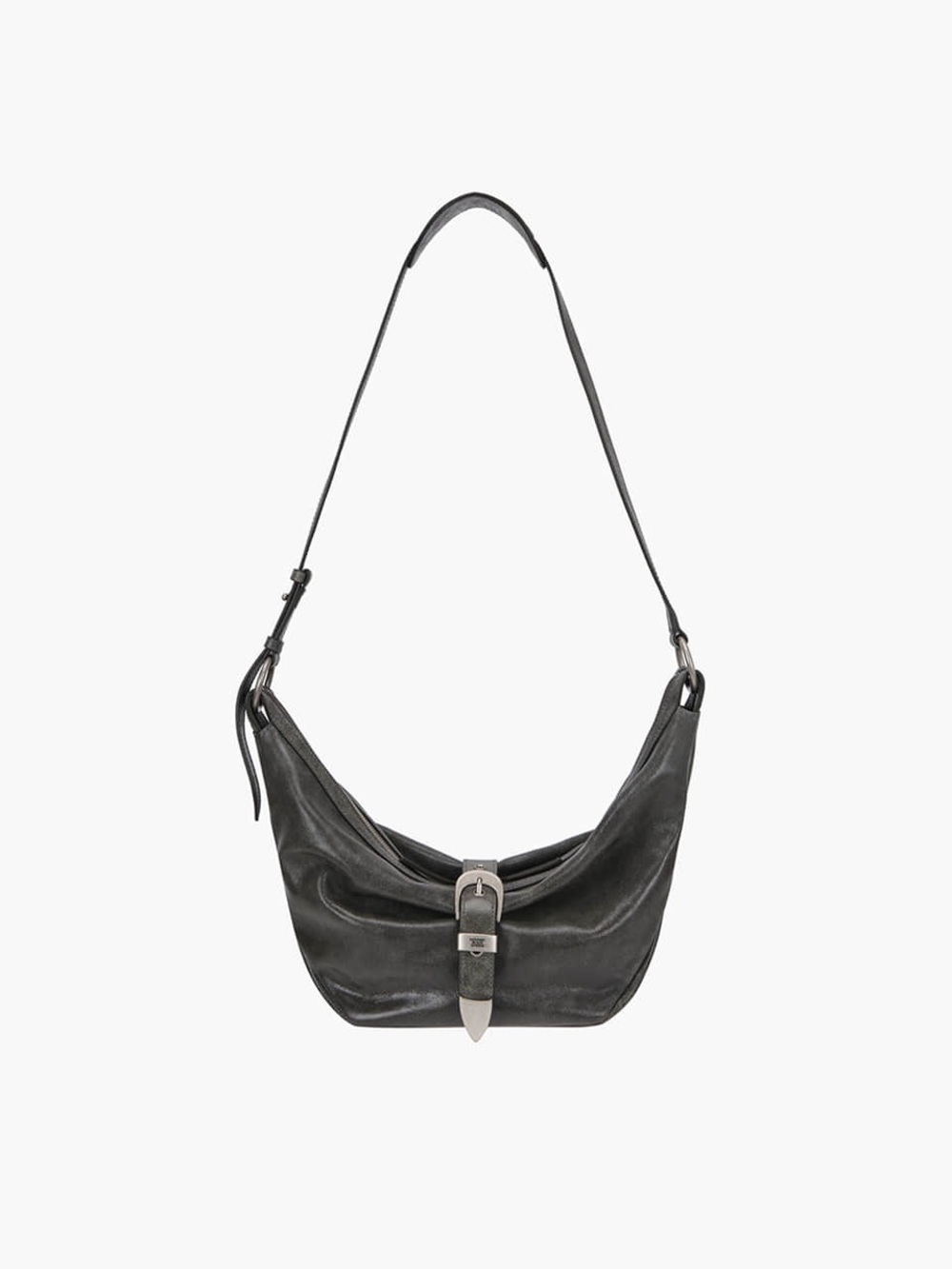 NWT Marge Sherwood BELTED HOBO MEDIUM_white+grey two-tone cracked